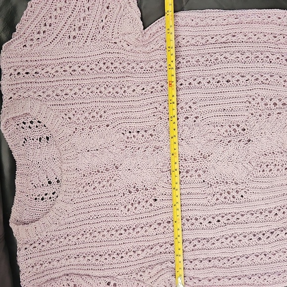 Vintage Sz Small Hand Woven Lavender  Short Sleeve Intricate Knit Top Crew Neck - Picture 6 of 8